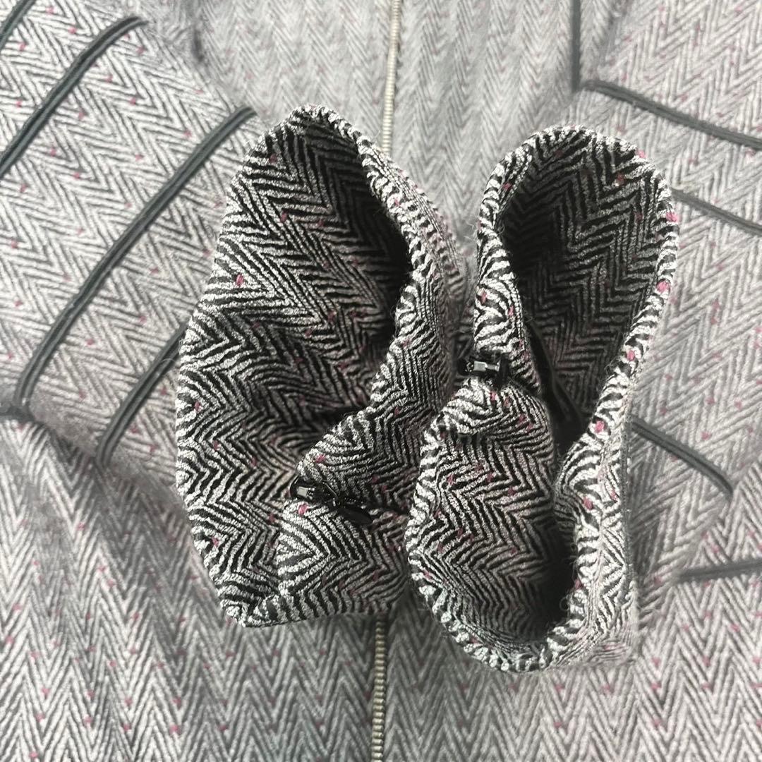 フェラガモ ウール×シルク ジップジャケット ヘリンボーン グレー 40 タグ付