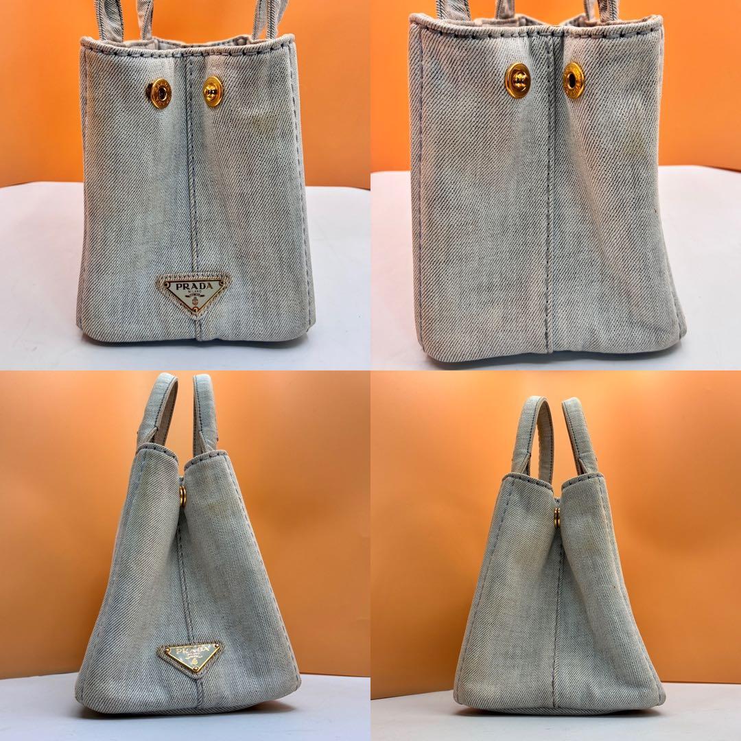 プラダ Prada カナパ デニム トートバッグ ロゴ デニムトート レディース