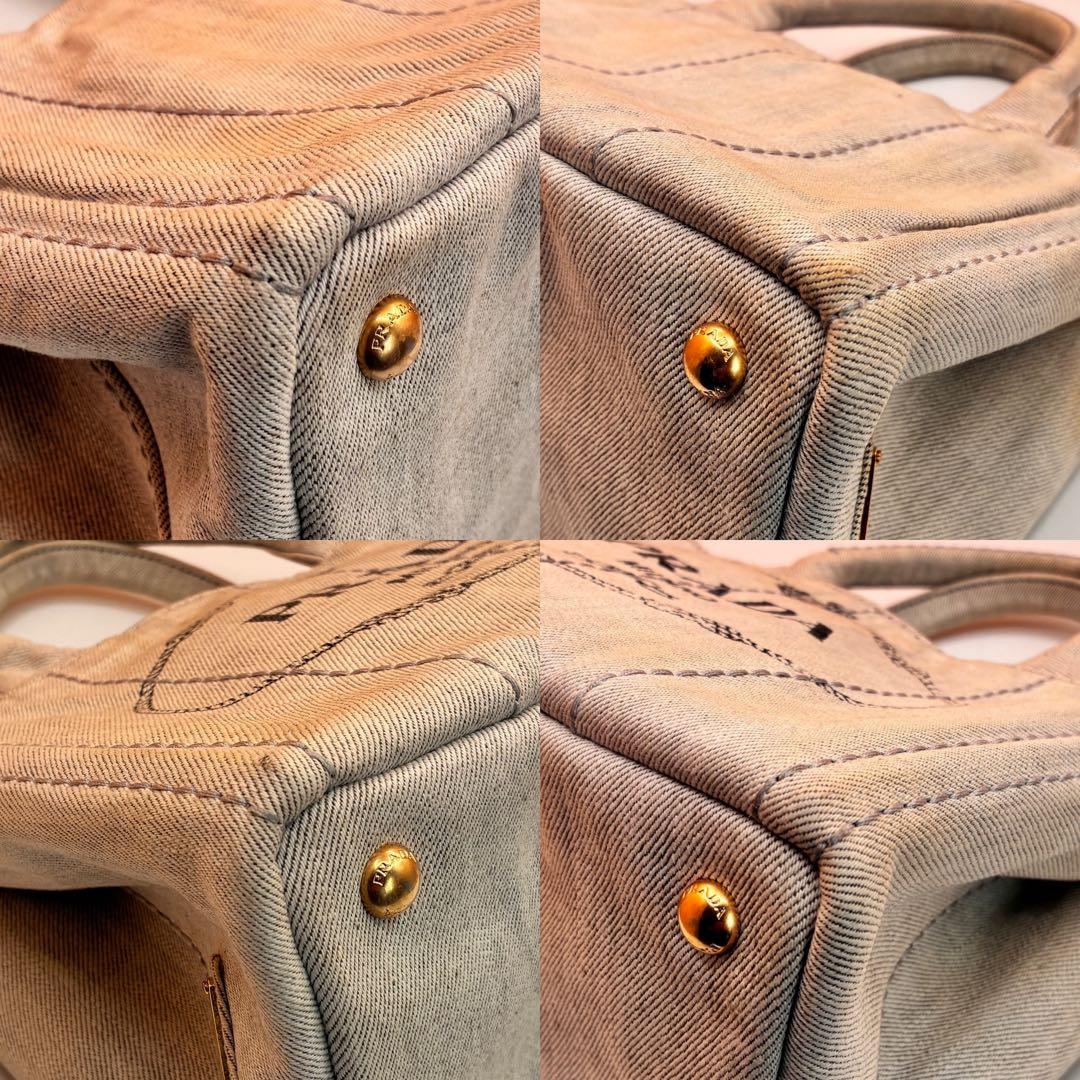 プラダ Prada カナパ デニム トートバッグ ロゴ デニムトート レディース