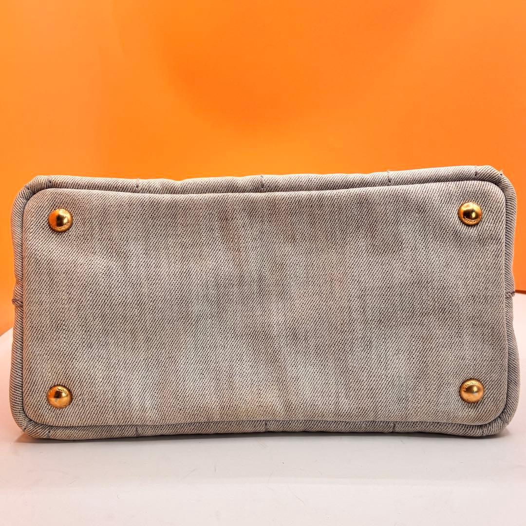 プラダ Prada カナパ デニム トートバッグ ロゴ デニムトート レディース