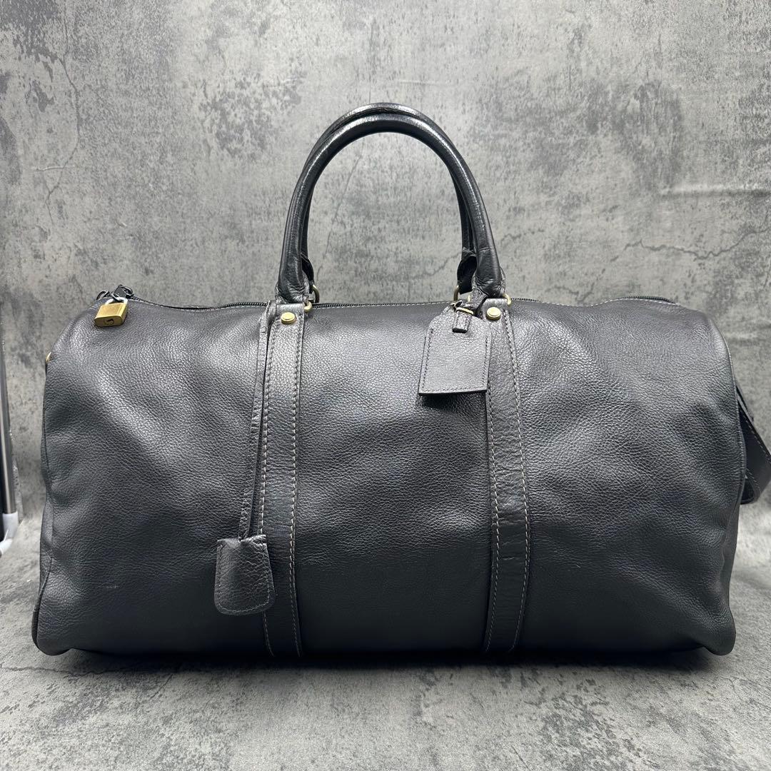 2way バリー ボストンバッグ シボ革 斜め掛け 黒 トラベル 南京錠