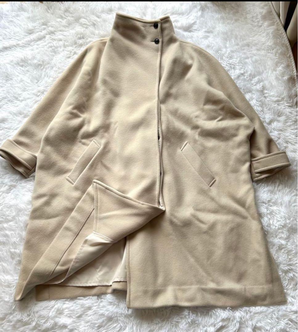 anuans Super140ファインウールポンチョスリットコート 2way