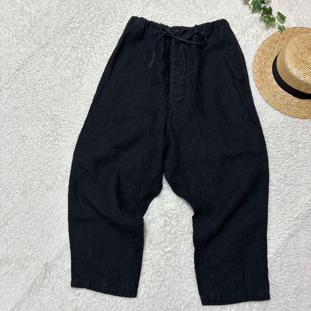 vlas blomme ワークリネンサルエルパンツ　ブラック　チャコール