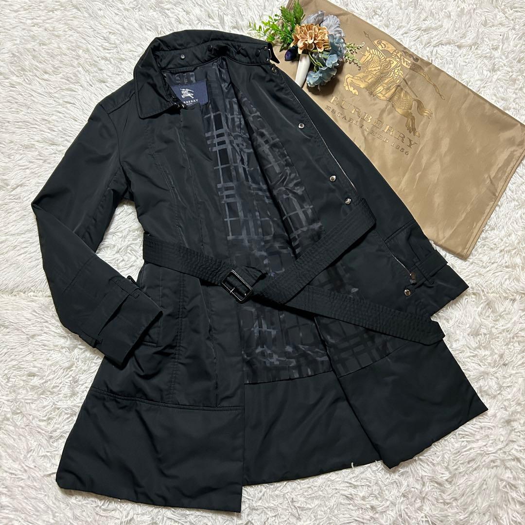 BURBERRY LONDON コート 40 ポリエステル 黒 シャドーチェック