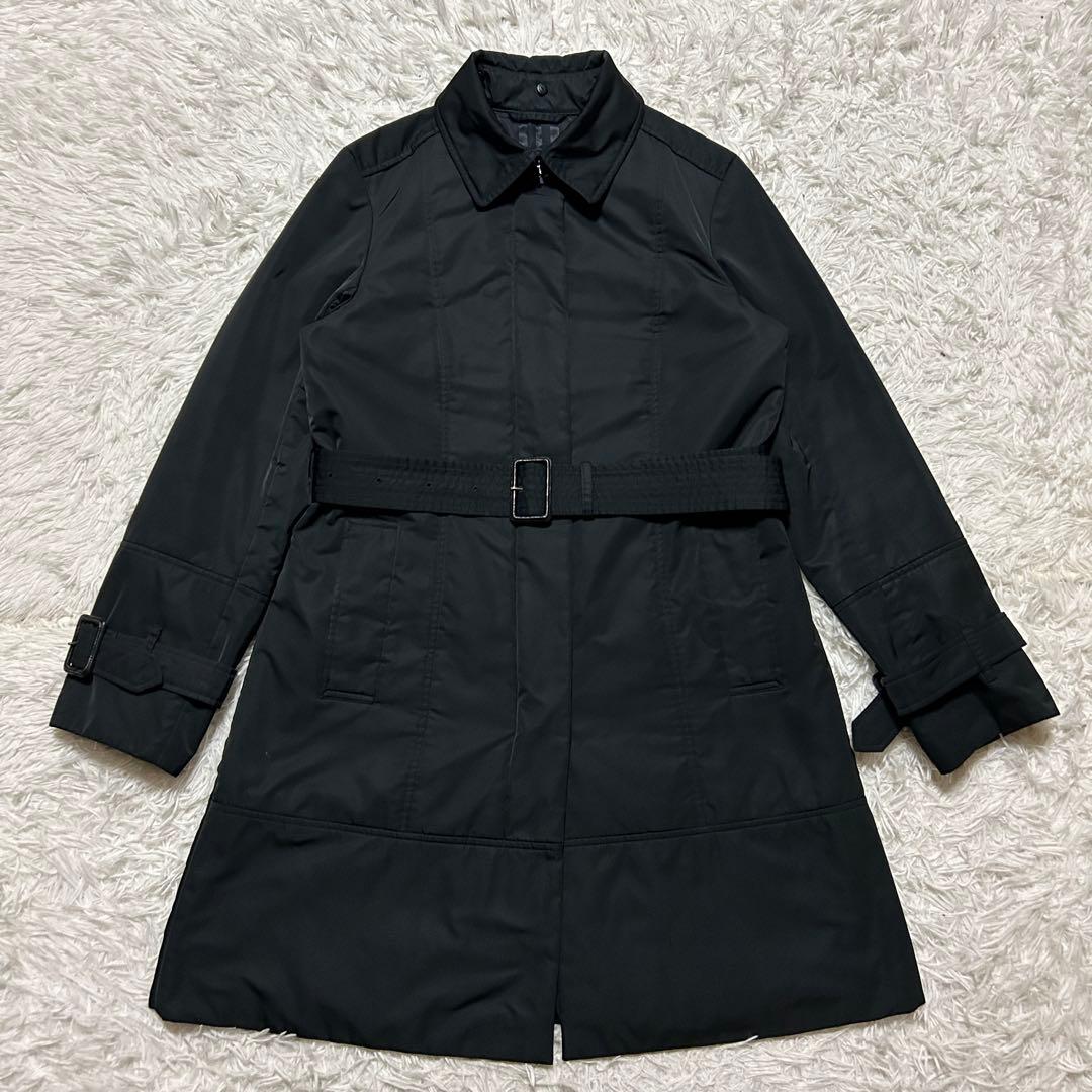 BURBERRY LONDON コート 40 ポリエステル 黒 シャドーチェック