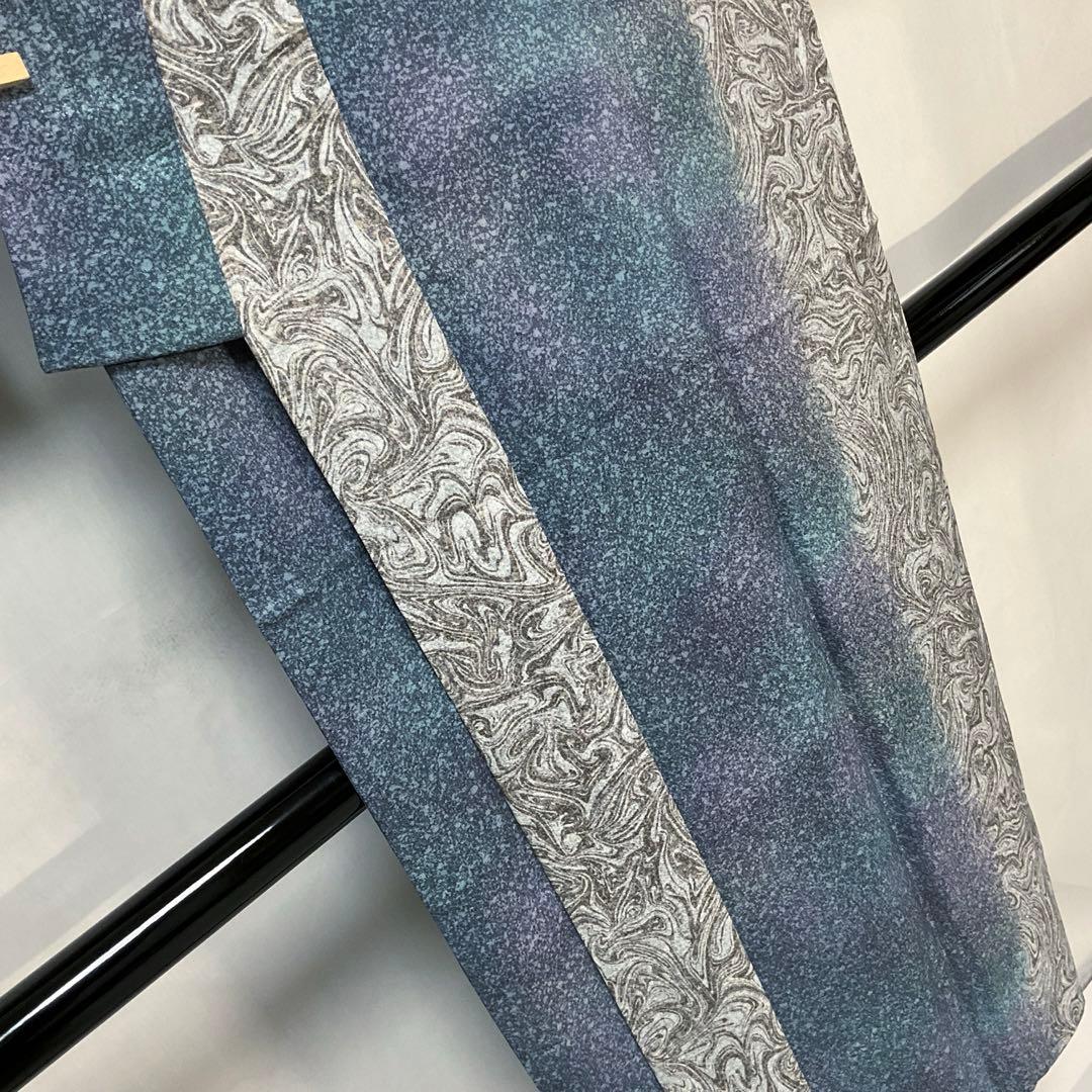 ◯C327正絹　単衣　長襦袢　墨流し　小松ちりめん　半衿付　未使用しつけ付極美品