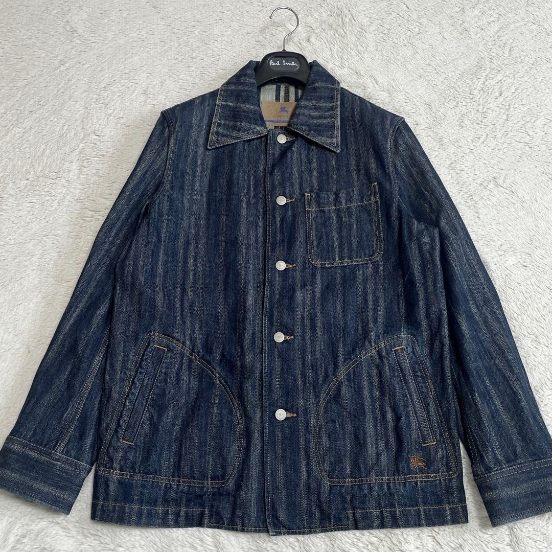美品 希少 BURBERRY ホースロゴ刺繍 カバーオール デニムジャケット