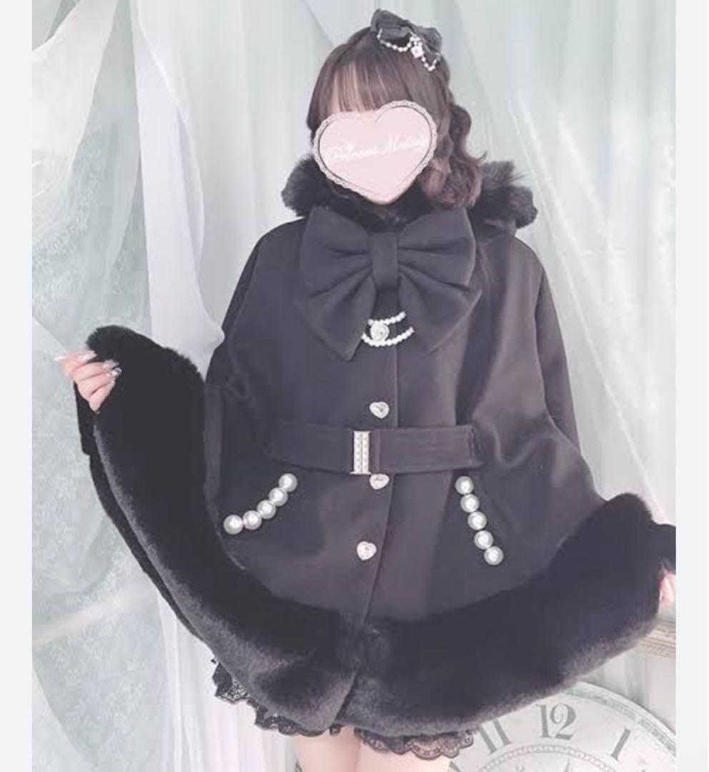 MARS ベルト付きケープコート ブラック