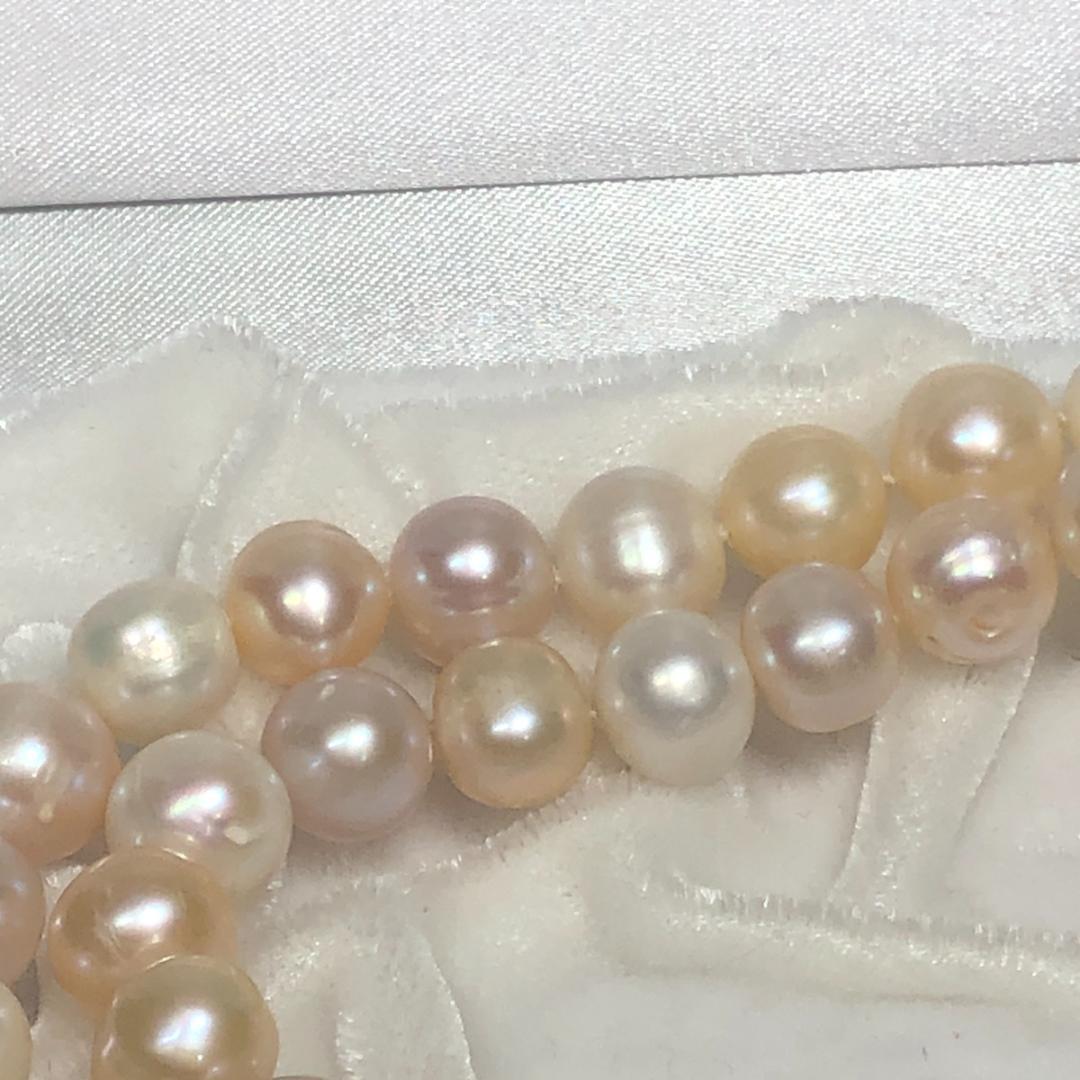 マルチカラー 8.8-9.9mm 49.0g 44cm 本真珠 パールネックレス