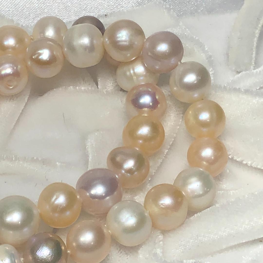 マルチカラー 8.8-9.9mm 49.0g 44cm 本真珠 パールネックレス