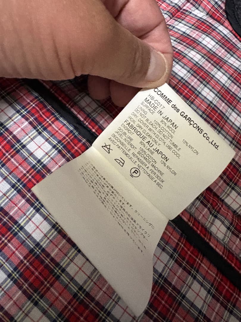 コムデギャルソンオムグレーダッフルコート 赤系チェック 新品未使用品