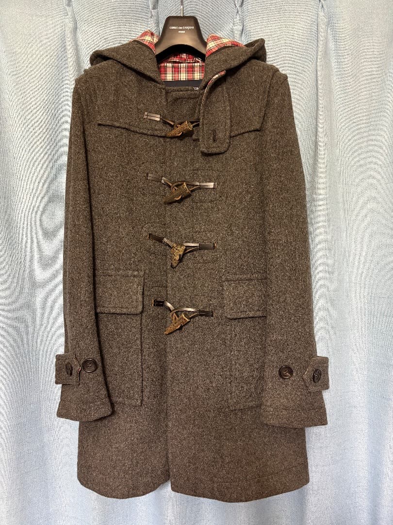 コムデギャルソンオムグレーダッフルコート 赤系チェック 新品未使用品