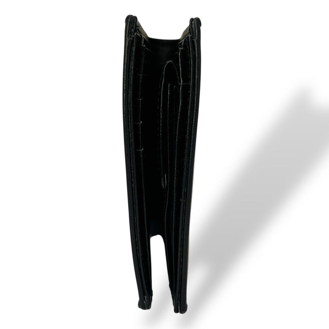 ポーター　プリュム　二つ折り財布　ロゴプレート　コンパクトウォレット　レザー　黒