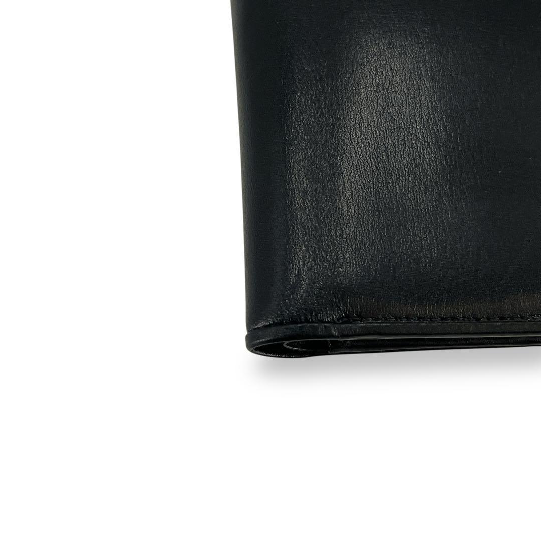 ポーター　プリュム　二つ折り財布　ロゴプレート　コンパクトウォレット　レザー　黒