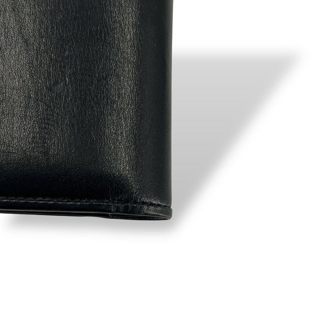 ポーター　プリュム　二つ折り財布　ロゴプレート　コンパクトウォレット　レザー　黒