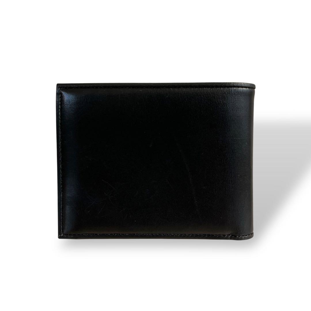 ポーター　プリュム　二つ折り財布　ロゴプレート　コンパクトウォレット　レザー　黒
