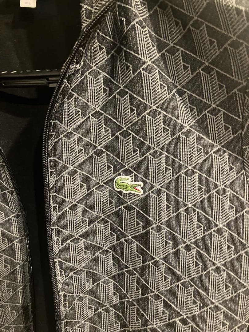 LACOSTE モノグラムジャカード トラックジャケット ブラック