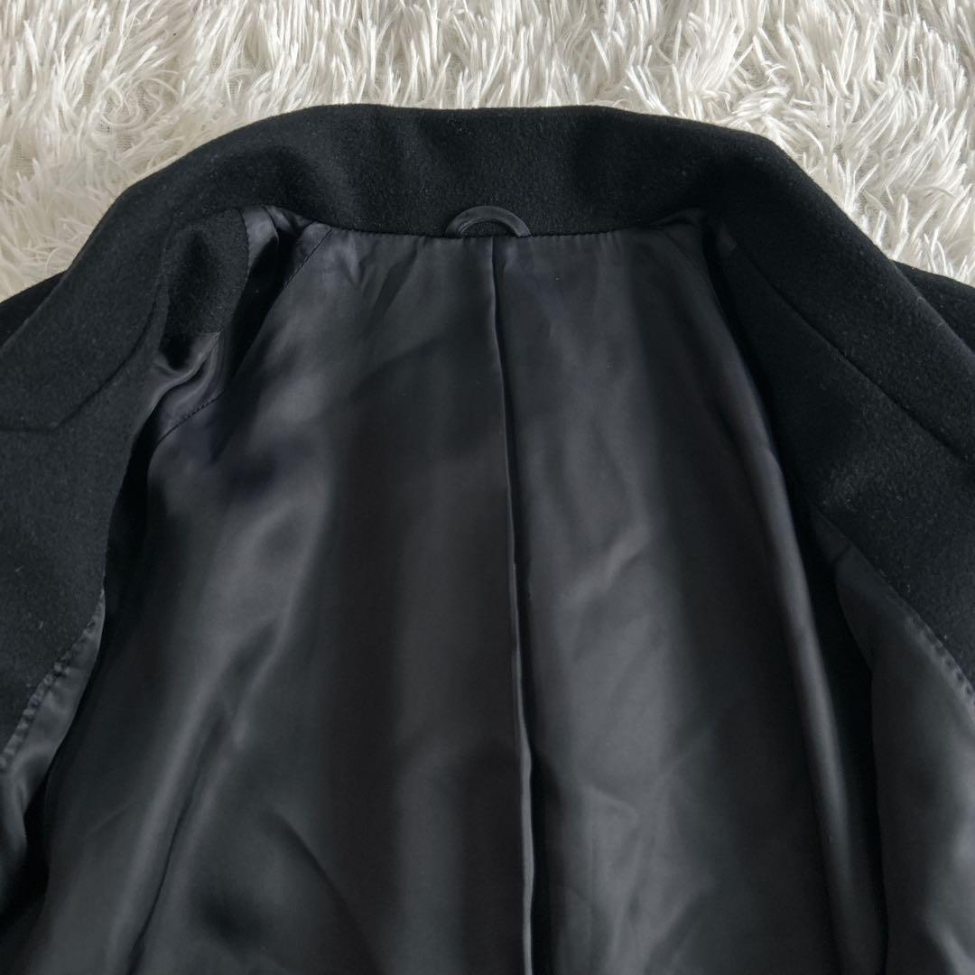 ヴィンテージ カシミヤ100% ロングダブルチェスターコートL 黒 112cm