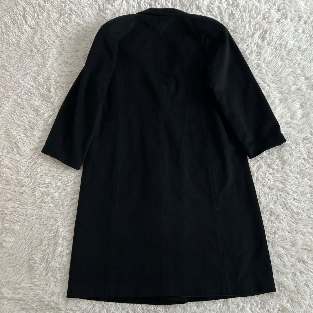 ヴィンテージ カシミヤ100% ロングダブルチェスターコートL 黒 112cm