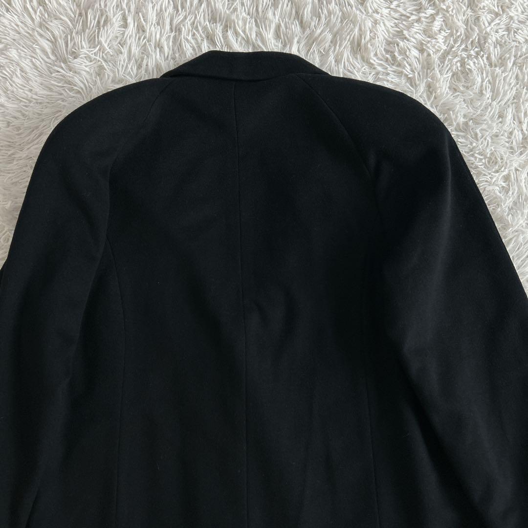 ヴィンテージ カシミヤ100% ロングダブルチェスターコートL 黒 112cm
