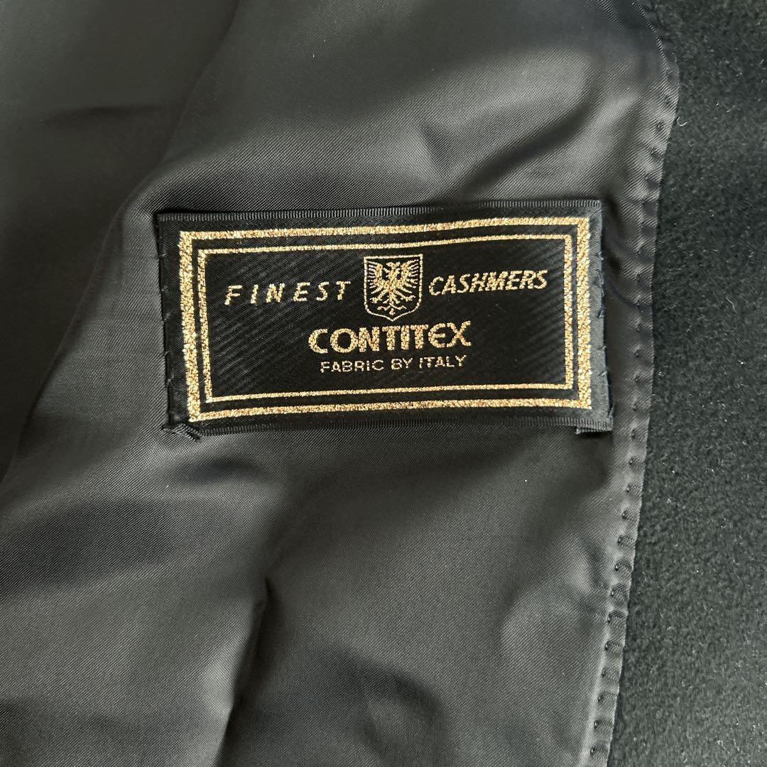 ヴィンテージ カシミヤ100% ロングダブルチェスターコートL 黒 112cm