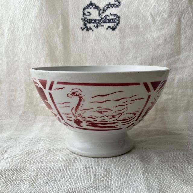 ◆レア◆リュネヴィル白鳥カフェオレボウル赤スワンサルグミンヌ雅姫さんハグオーワー