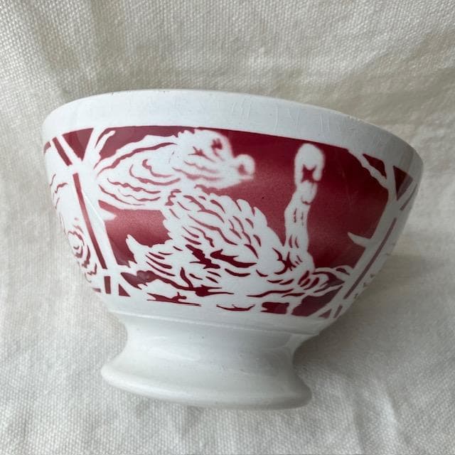 ◆レア◆リュネヴィル白鳥カフェオレボウル赤スワンサルグミンヌ雅姫さんハグオーワー