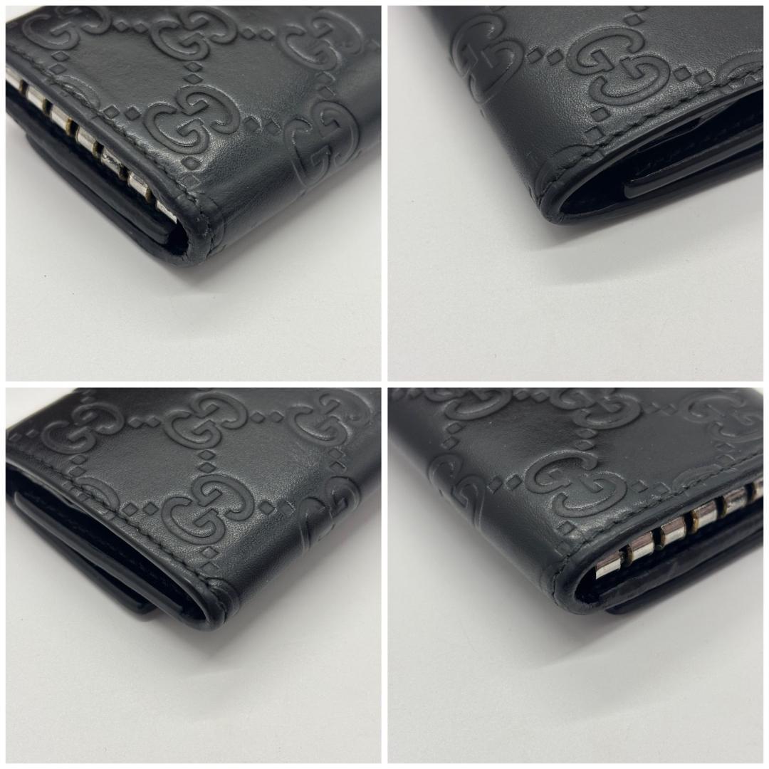【漆黒の美】　GUCCI　キーケース 6連 グッチシマ GG型押し レザー　黒