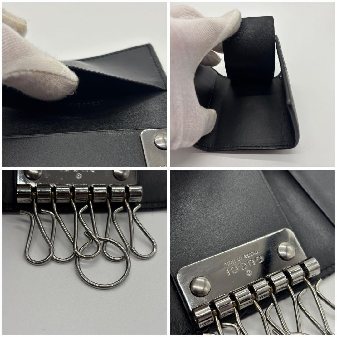 【漆黒の美】　GUCCI　キーケース 6連 グッチシマ GG型押し レザー　黒