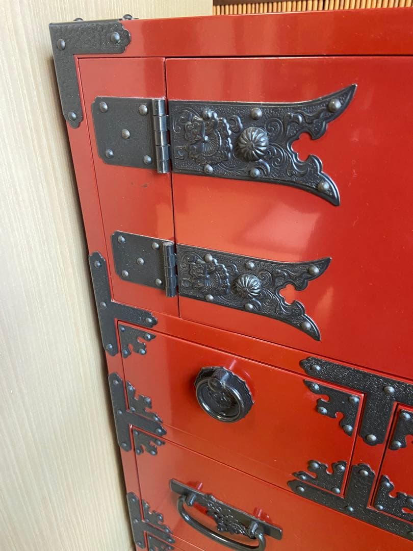 高級箪笥　アンティーク　箪笥　朱塗り　古川　京、夷川