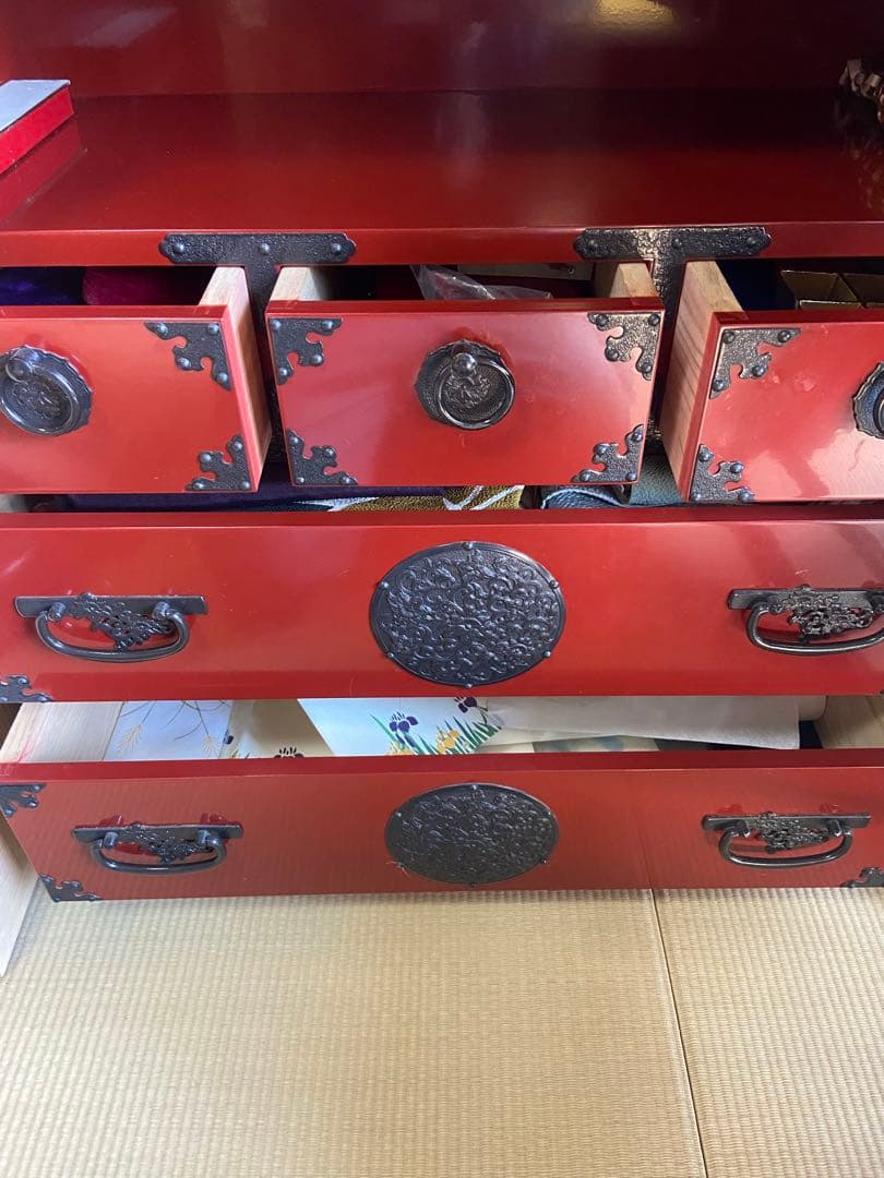 高級箪笥　アンティーク　箪笥　朱塗り　古川　京、夷川