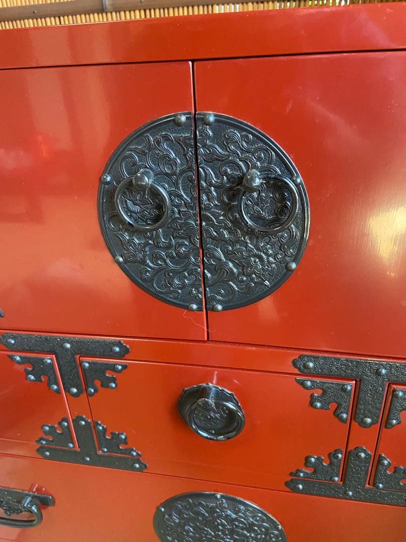 高級箪笥　アンティーク　箪笥　朱塗り　古川　京、夷川