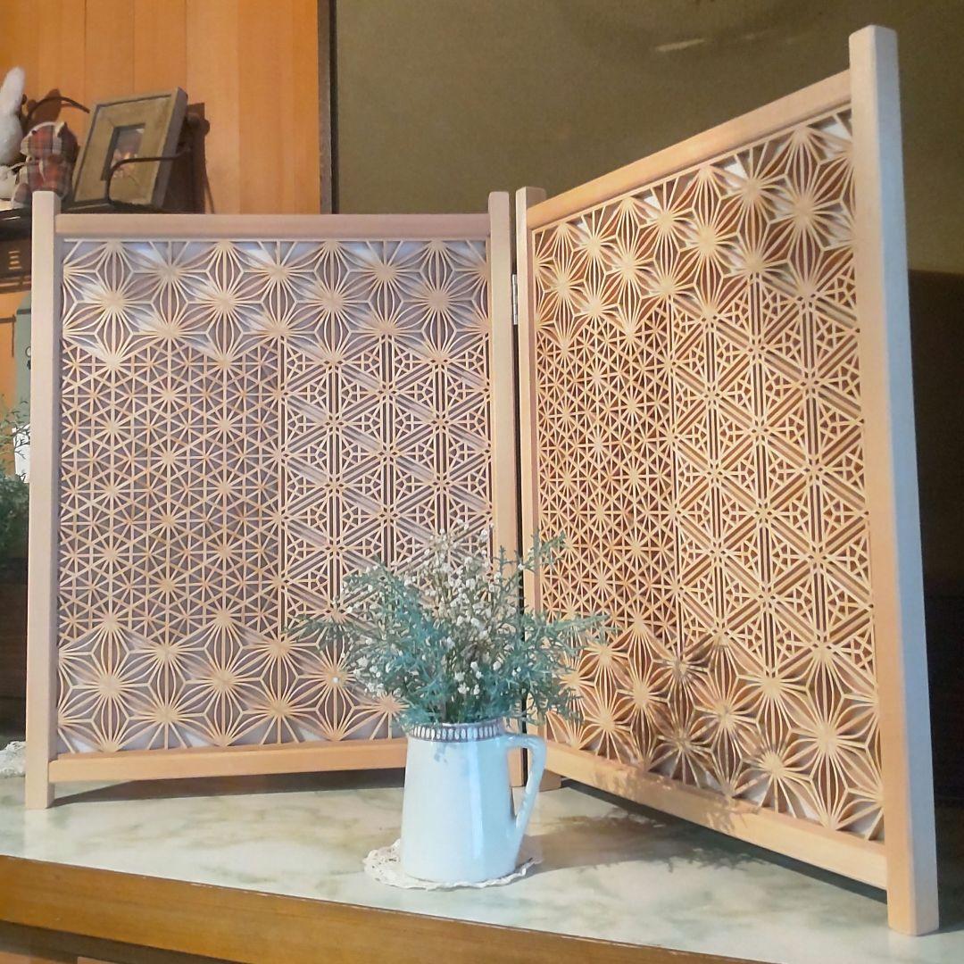 組子細工 組子 衝立(大) 透かし模様 和風 パーテーション 木の香 職人技 匠