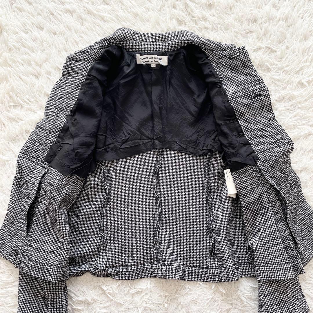 コムデギャルソン AD2011 ウールポリ 縮絨 千鳥 丸襟ジャケット グレー系