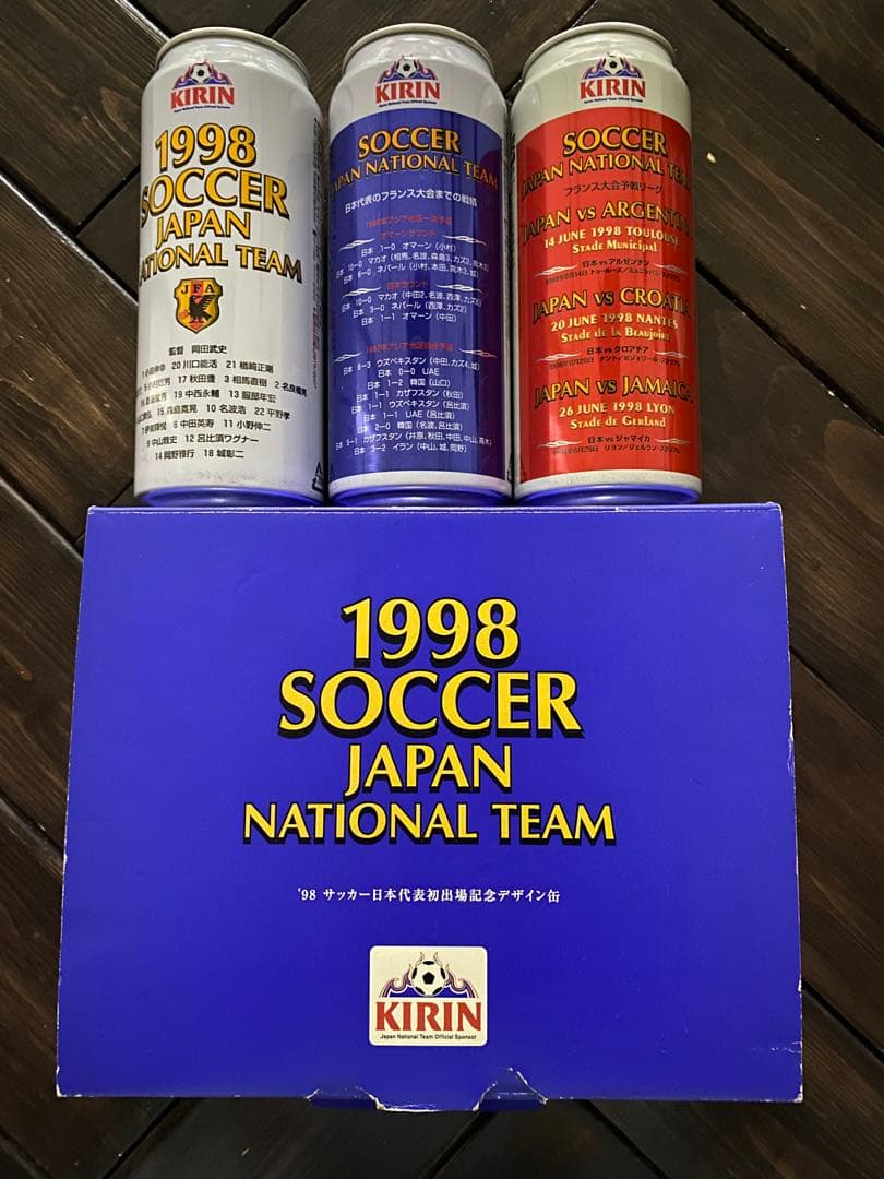 1998年・平成10年サッカー日本代表初出場記念デザイン缶・空缶