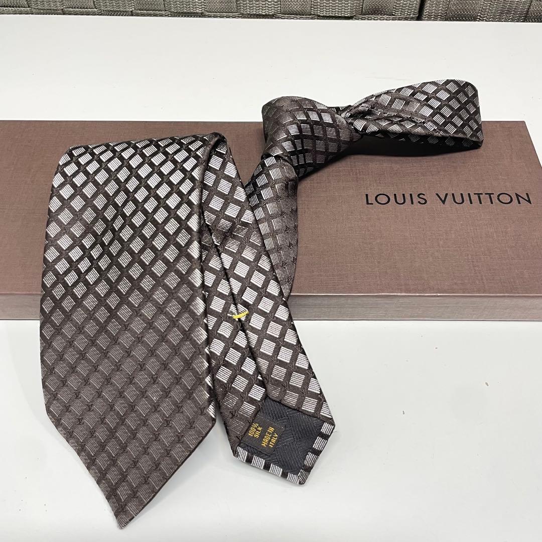 や*す様 LOUIS VUITTON シルク ネクタイ ブラウングレー系