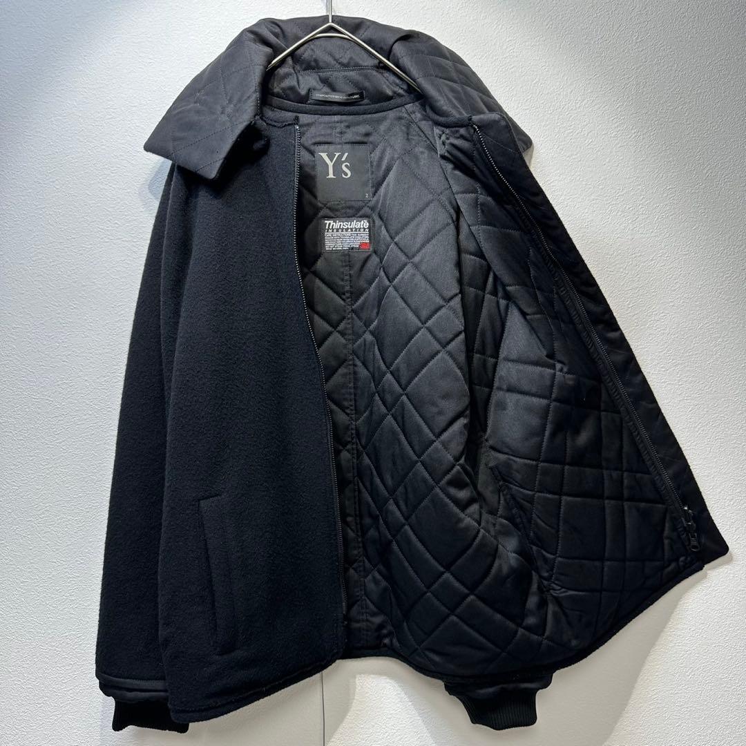 希少 ワイズ 2WAYウール ノーカラー キルティング デザインジャケット 2