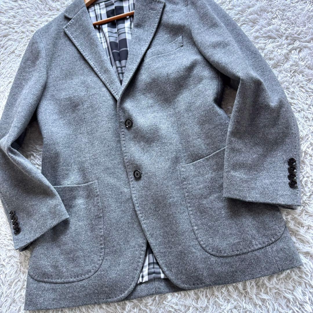 極美品　スコッチハウス　テーラードジャケット　チェック　グレー　L アンコン