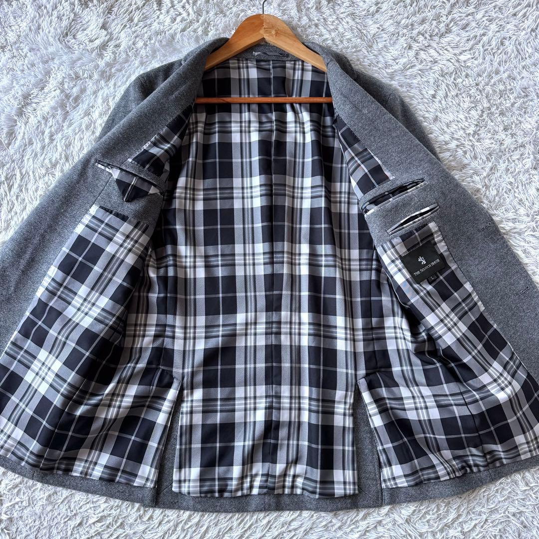 極美品　スコッチハウス　テーラードジャケット　チェック　グレー　L アンコン