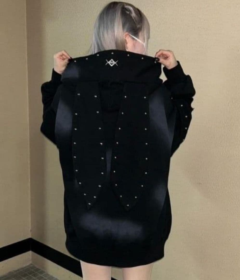 REFLEM/レフレム スタッズうさ耳ZIPパーカー/ジップアップパーカー