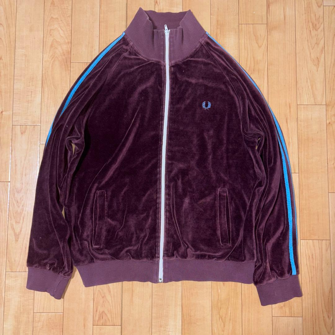 FRED PERRY 90s トラックジャケット ワインレッド ベロア y2k