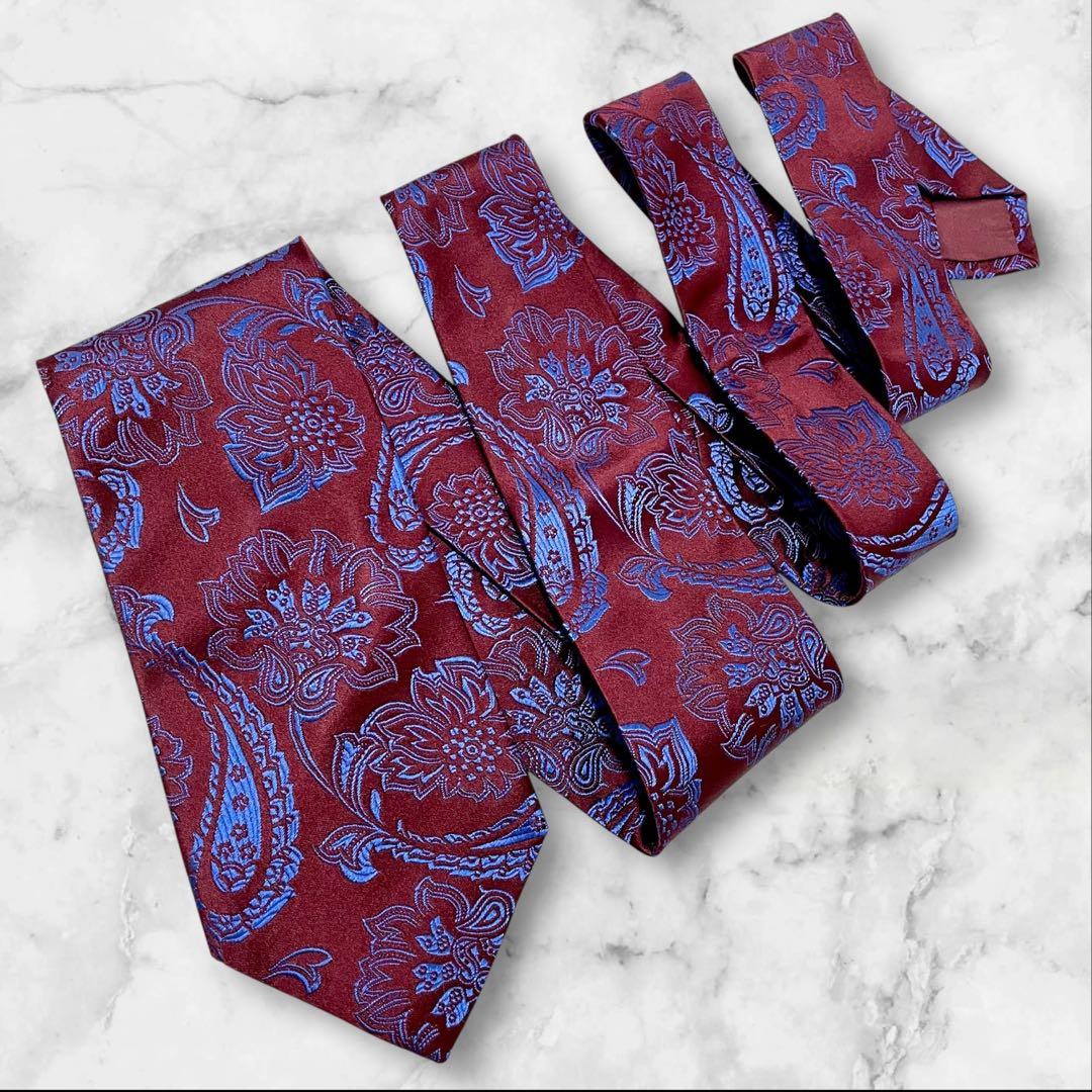 【極美品】Charvet 　ジャガード　ペイズリー柄　フランス製シルクネクタイ