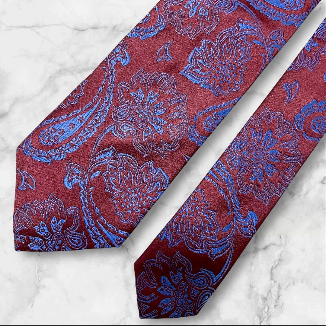 【極美品】Charvet 　ジャガード　ペイズリー柄　フランス製シルクネクタイ
