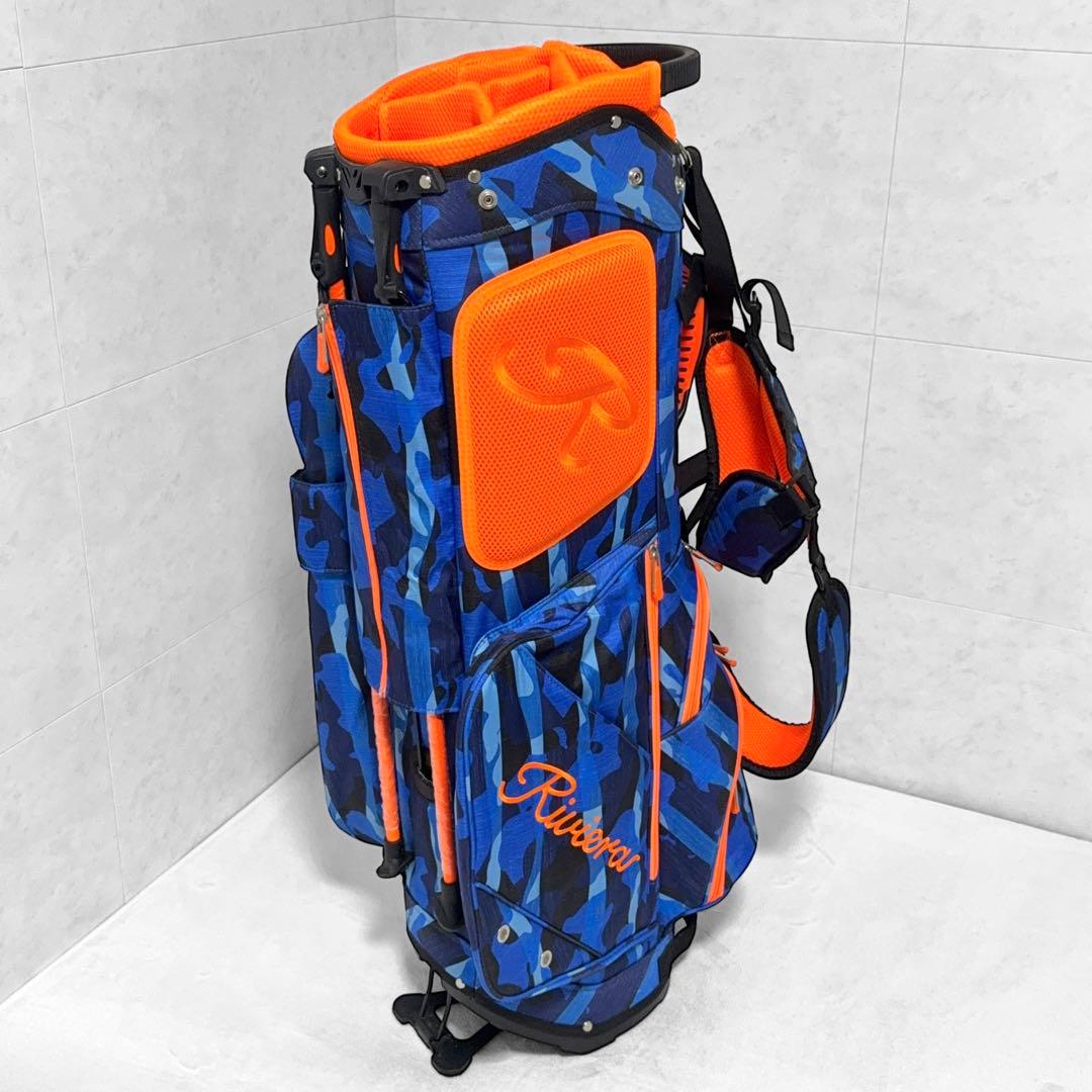 【美品】Riviera キャディバッグ ネイビー/オレンジ 迷彩
