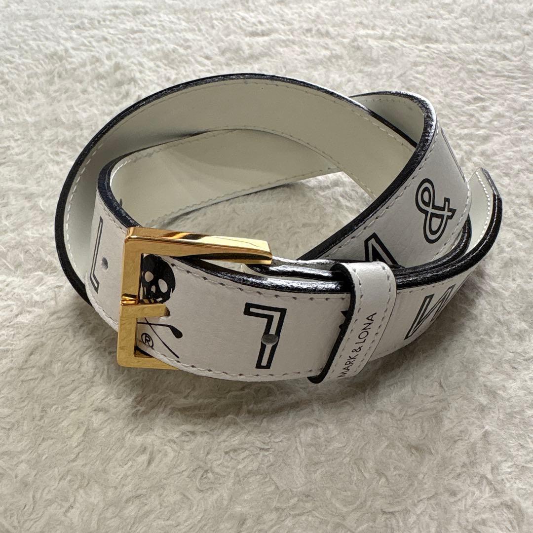 MARK&LONA マークアンドロナ　レザーロゴベルト　スカルロゴ　日本製