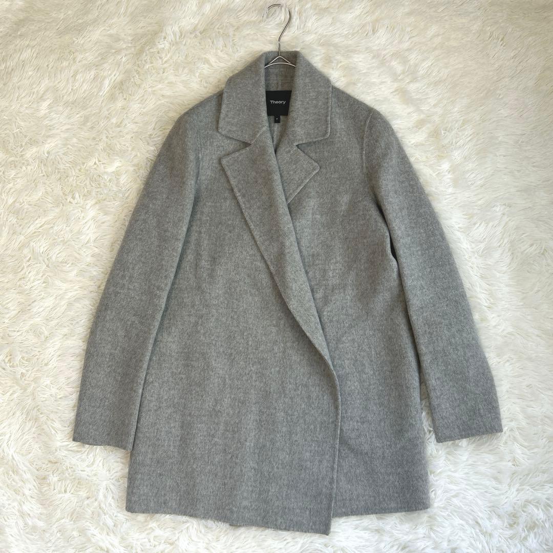 ✨美品✨セオリー ダブルフェイスコートミドル丈 ウールカシミヤ 小さいサイズ