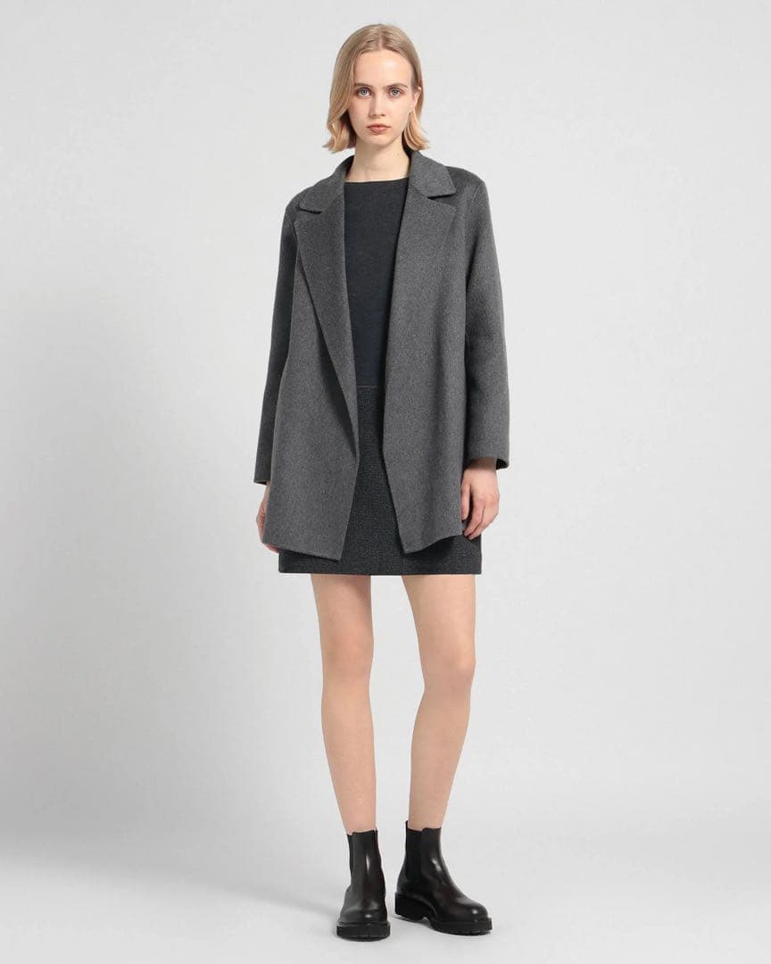 ✨美品✨セオリー ダブルフェイスコートミドル丈 ウールカシミヤ 小さいサイズ