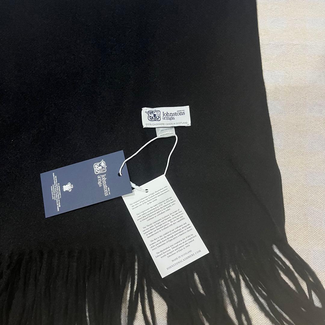 と*さ様 美品 ジョンストンズ カシミヤ100％ 大判ストール ミッド ブラック