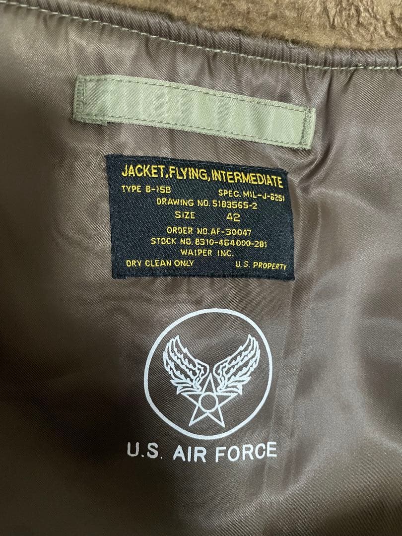 ジャケット・アウター U.S. AIR FORCE B-15B WAIPER 42