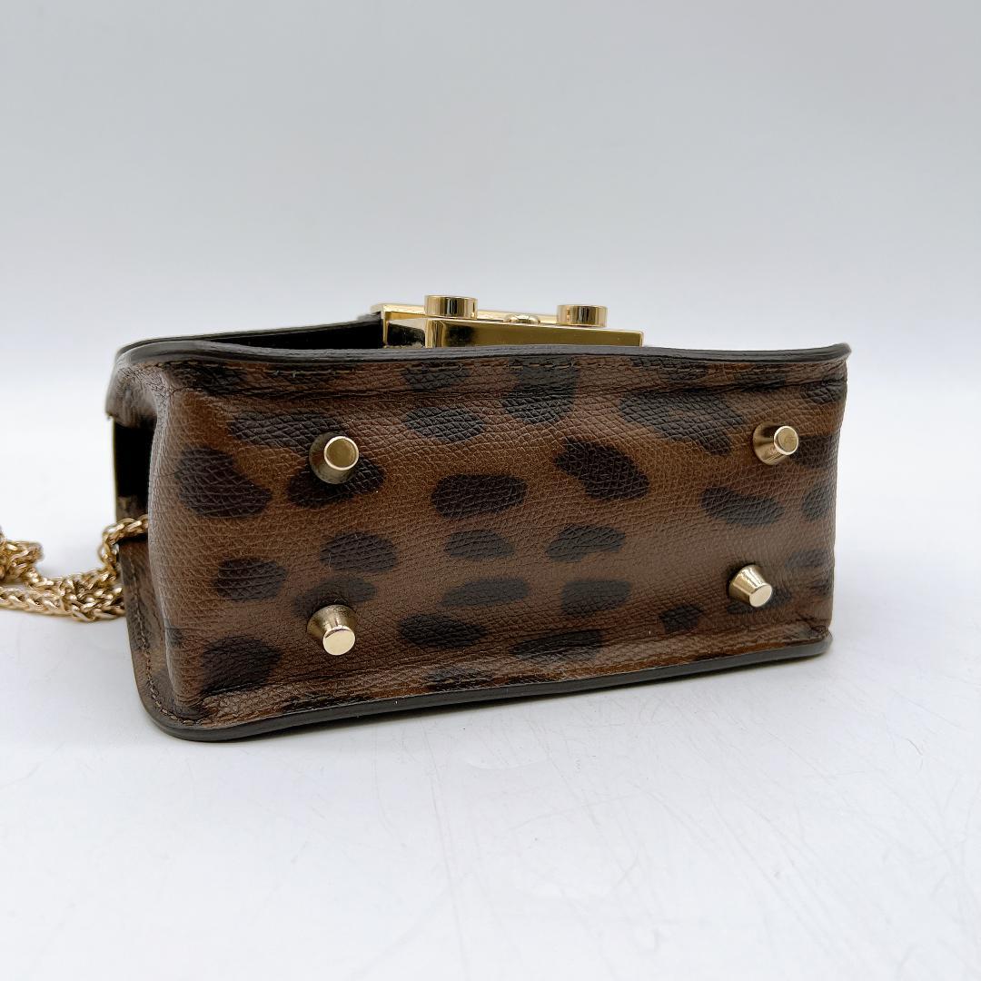 美品 FURLA メトロポリス ショルダーバッグ レオパードレザー f629